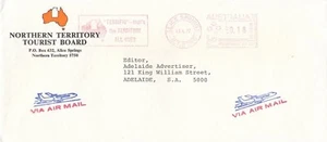 Stamp Northern Territory tourist Board advertising cover 1977 airmail Adelaide - Imagen 1 de 1