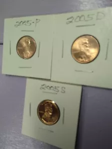 2005 PDS Lincoln Cent 3 Coin Set- S(Proof), P & D in US UNCIR ROLLS - Picture 1 of 2