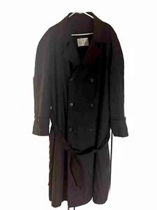Bill Blass Menswear Black Long Belted Trench Coat Removable Wool Liner size 48L - Picture 1 of 4