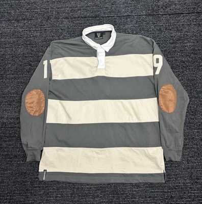 吉尼斯橄榄球衬衫男式 2XL 灰色厚棉球衣野蛮肘贴  — 第 1/4 张图片