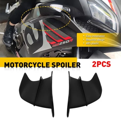 Kit de asa defletor de ar para motocicleta spoiler preto brilho universal LH e RH - Imagem 1 de 4