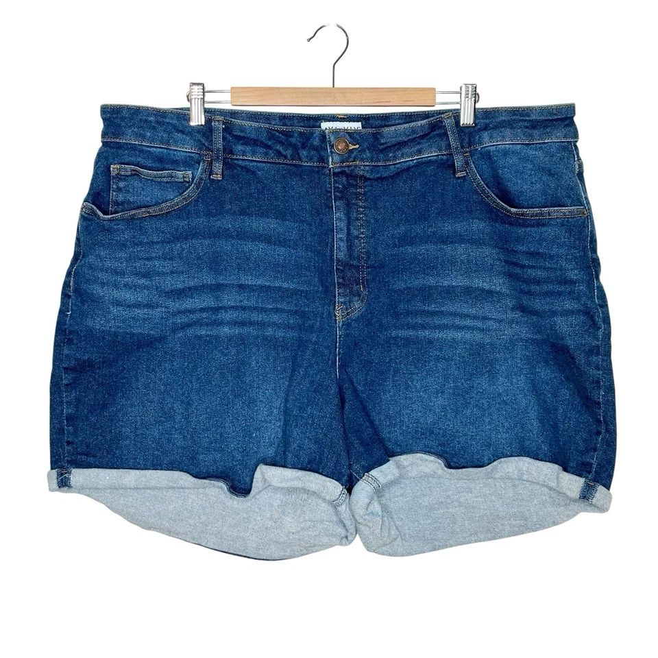 Pantalones Cortos de Jean Ava & Viv Para Mujer Talla 24W Puños Denim Tiro Medio Elastizados Lavado Foto 1 de 4