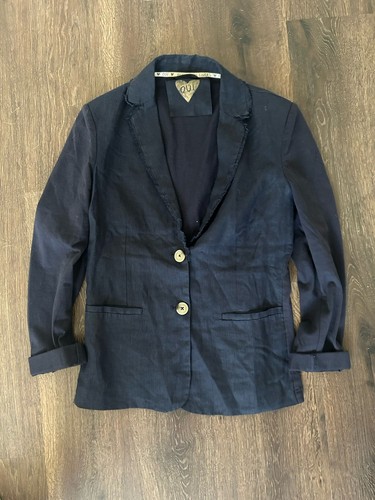 VETEMENTS OUI COLLECTION GIACCA Navy 100% LINO TAGLIA 6 Blazer Preppy
