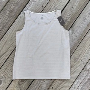 J. Jill Women's Tan Striped Pima Cotton Knit Tank Top Size SP. NEW - Picture 1 of 6