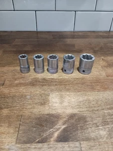 Snap On Socket 1/2” DRIVE Set Of 5- 8pt NO. 414,416,418,420,424 - 7/16"-3/4" - Picture 1 of 8