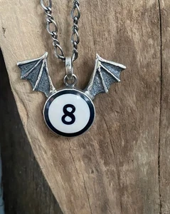 Eight ball pendant with bat wings - Picture 1 of 3
