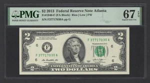 United States-Federal Reserve 2 Dollars 2013 Fr#1940-F (FA Block) UNC Grade 67 - Picture 1 of 2