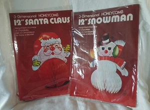 Wabenpapier lustiger Weihnachtsmann & Schneemann Weihnachtsdeko Herzstück VERSIEGELT  - Bild 1 von 6