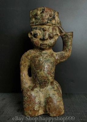 10" Dinastía China Estados Combatientes Artículos de Bronce Arrodillarse Gente Escultura Estatua Foto 1 de 4