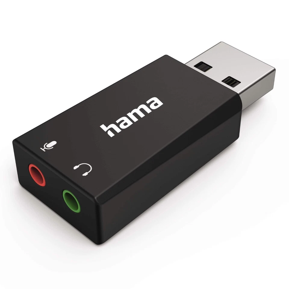 Hama USB Audio Adapter Soundkarte Stereo Extern DAC 3,5mm für Notebook Laptop PC - Bild 1 von 4