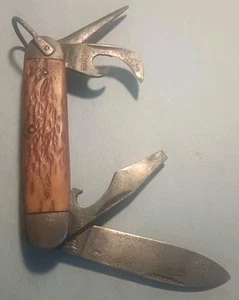WW2 Western Boulder Co Engineer Knife For Parts Broken Spring Bone Handles Rusty - Picture 1 of 8