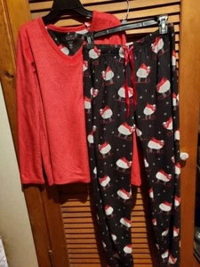 2 Piece women's Pajama Set sz XS Long, Croft & Barrow, red, sheep, holiday xmas - Picture 1 of 4
