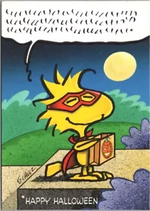 4x6" Hallmark HALLOWEEN Postcard Peanuts Comic Strip Woodstock Artist SCHULZ - Picture 1 of 2