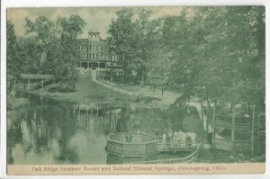 B&W RESORT DE VERANO CRESTA DE ROBLE Y MANANTIALES MINERALES NATURALES~GREENSPRING, OH -PM 1915 - Imagen 1 de 2