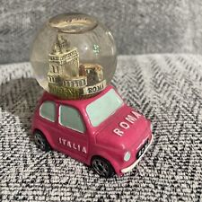 Small Collectible Snowglobe From Roma, Italy. FIAT Car Base 3” Tall