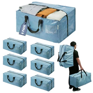 6Pack Extra Large Moving Bags with Zippers & Carrying Handles Backpack Straps - Picture 1 of 7