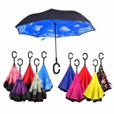 Windproof Reverse Folding Double Layer Inverted Umbrella Stand Protection C-hook