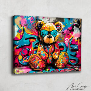 Miś Płótno Obrazy Graffiti Salon Banksy Street Art Kolorowy Pop Art Obraz