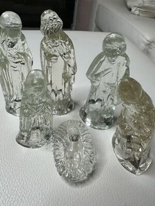 Clear Glass Nativity Set Cedar Creek Collection 6 Pieces Vintage - Picture 1 of 9
