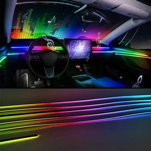14 in 1 RGB Symphony LED Bead Car Interior Fiber Optic Ambient Lighting Kit App - Picture 1 of 12