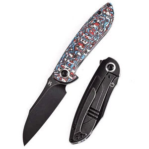 Kansept Prometheus 3.29 S35VN Blackwash Blade Nebula Red/White/Blue Carbon Fiber - Picture 1 of 6