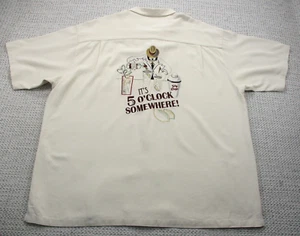 Big Dogs Hawaiian Shirt Men XL Its 5 O'clock Somewhere Martini Ivory Casual Camp - Picture 1 of 12