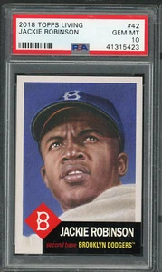 Tarjeta de béisbol Jackie Robinson Brooklyn Dodgers 2018 Topps Living #42 PSA 10 - Imagen 1 de 1