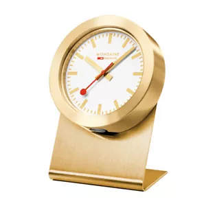 Mondaine A660.30318.82SBG Magnet Clock as Table or Pin Clock Gold 50mm - Picture 1 of 3