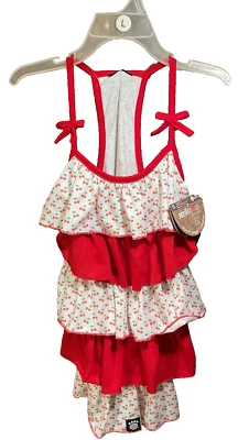 Vestido Petrageous Designs Rojo y Blanco con Cerezas Volantes en Niveles Talla Grande Nuevo con Etiquetas👗 Foto 1 de 4