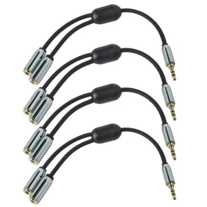4x 6" 3.5mm Aux Cable Splitter 1 Male to 2 Female Jacks Stereo Audio Auxiliary - Picture 1 of 4