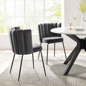 Modway Virtue Performance Velvet Dining Chair Set of 2 Choose Seat Color
