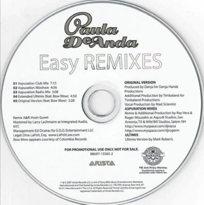 Paula Deanda  - Easy Promo R&B MCD Remixes 5 TRX Timbaland - Bild 1 von 3