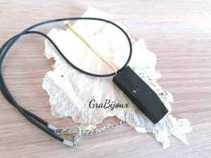 Collana resina ciondolo cristallo nero - Foto 1 di 1
