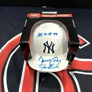 David Cone Joe Girardi Signed New York Yankees Mini Helmet White Autographed JSA - Picture 1 of 5