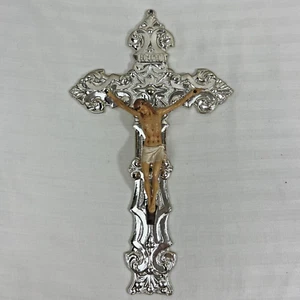 Vtg Gallo Co NYC INRI Crucifix 12" Chrome Plastic 12" Religious Easter 1967 RARE - Picture 1 of 20