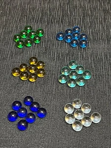Lot of 48 Chinese Checker / Game Replacement Colored Clearie Marbles 9/16” Nice - Picture 1 of 11