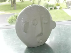 AFRICAN HAND CARVED STONE SMOOTH SCULPTURE TRIBAL MASK FACE KENYA SOAPSTONE 8" - Picture 1 of 5
