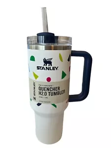 NWT STANLEY Tumbler Quencher H2.0 40 OZ White/ Blue NWT - Picture 1 of 6