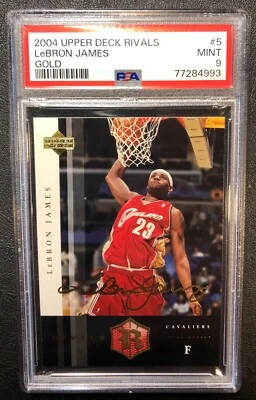 Lebron James Upper Deck Rookie Rivals 2004 Gold Signature #5 RC PSA MINT 9 Card - Image 1 of 2