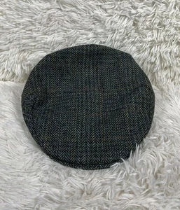 Vtg Hanna Hats Donegal Tweed 100% Pure New Wool Irish Newsboy Herringbone Size M - Picture 1 of 4