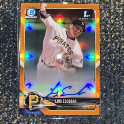 2018 Bowman Chrome Luis Escobar Orange Refractor Auto Autograph /25 - Image 1 of 2