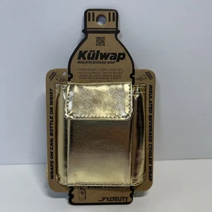 Botella aislante de cuero vegano dorado Koozie Fydelity Kulwap lata enfriador envoltura bolsillo - Imagen 1 de 10