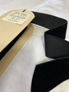 Vintage French Patt 4 yards 1.5" Black Velvet & Taffeta Ribbon Rayon Notions - Picture 1 of 6