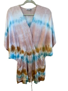 Young Fabulous & Broke YFB Blue White Pink Tie Dye Shorts Romper Jumpsuit S - Picture 1 of 5
