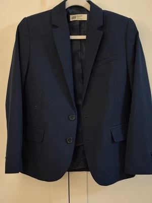 H&M Boys Size 7-8Y Navy blue Suit Set Blazer & Pants With Adjustable Pants - Image 1 of 4