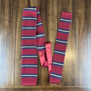 Brooks Brothers Makers Men's Knit Tie W3xL57 Red Striped 100% Silk Italy - Picture 1 of 3