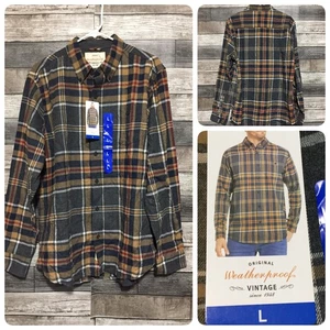 Camisa de franela vintage resistente a la intemperie para hombre L gris a cuadros abotonada informal - Imagen 1 de 10