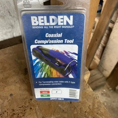 Herramienta de compresión coaxial de cable Belden para conectores F RG59 o RG6 CPFPCT-596-R Foto 1 de 2