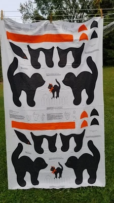 "Panel de tela de Halloween cortar y coser (2) gatos negros 17""" Foto 1 de 4