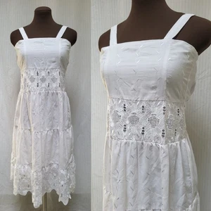 Girls Laundry by Shelli Segal White Embroidered Tiered Dress - Size 10 - EUC - Picture 1 of 9
